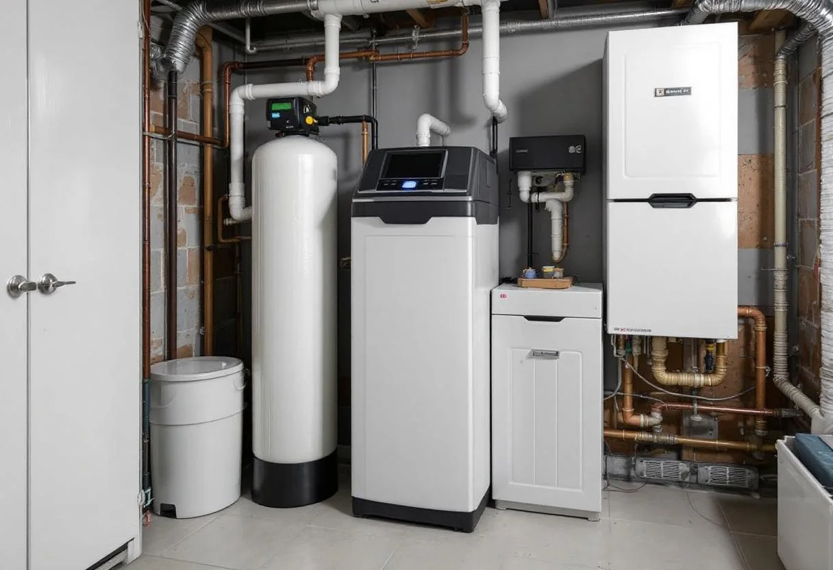 Adoucisseur d'eau Permo installe dans une buanderie